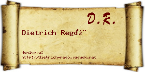Dietrich Regő névjegykártya